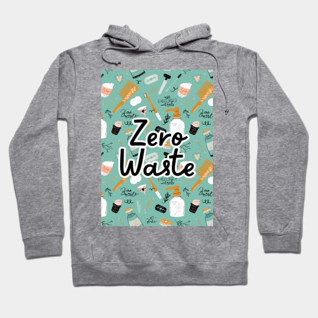 Zero Waste Earth Day in Green Hoodie by hwprintsco